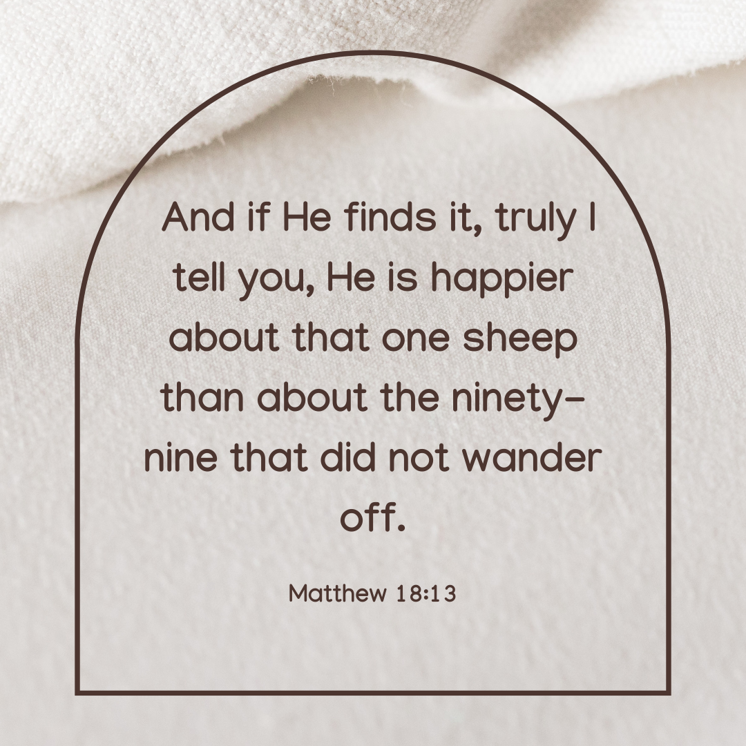 Matthew 18:13 bible verse image. Parable of the Lost Sheep.