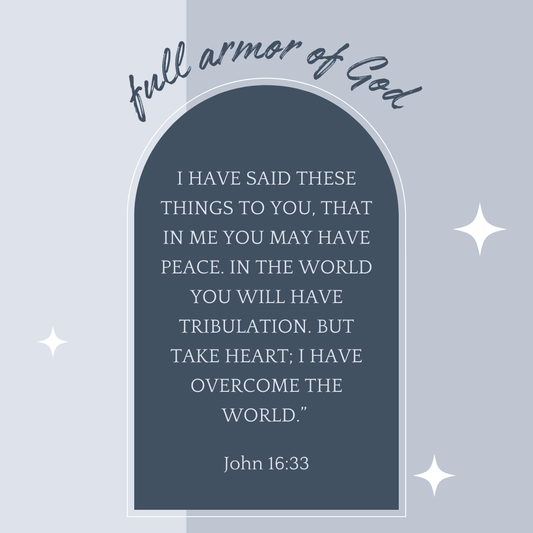John 16:33 bible verse image. peace of God. armor of God series.