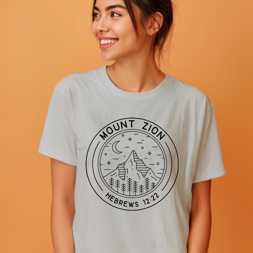 Mount Zion Shirt for Christian Women - Hebrews 12:22 Tee - Bible Verse Top, Faith-Based Clothing, Heaven Apparel - Kingdom Threads by Amy