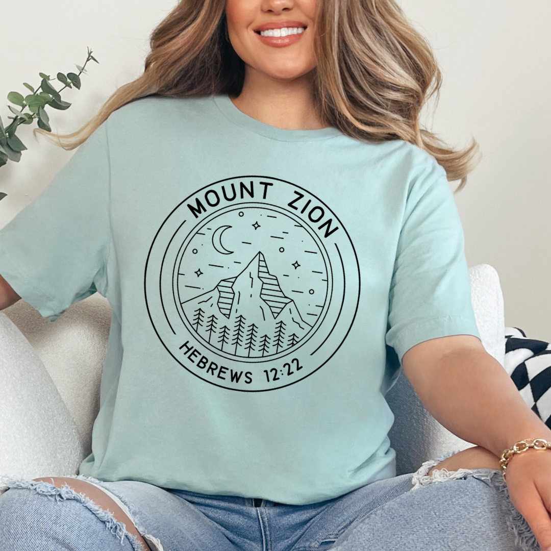 Mount Zion Shirt for Christian Women - Hebrews 12:22 Tee - Bible Verse Top, Faith-Based Clothing, Heaven Apparel - Kingdom Threads by Amy