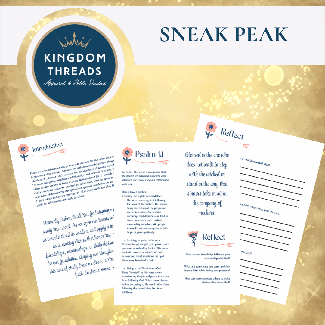 Printable Psalm 1 Bible Study for Teen Girls - Teen Personal Devotions - Group Study Guide Digital Files