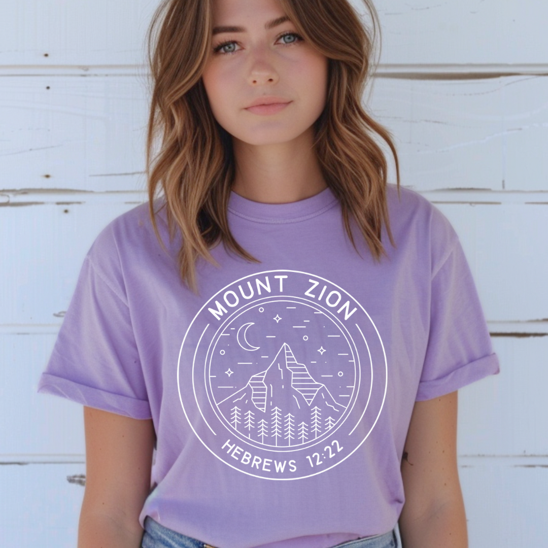 Mount Zion Shirt for Christian Women - Hebrews 12:22 Tee - Bible Verse Top, Faith-Based Clothing, Heaven Apparel - Kingdom Threads by Amy