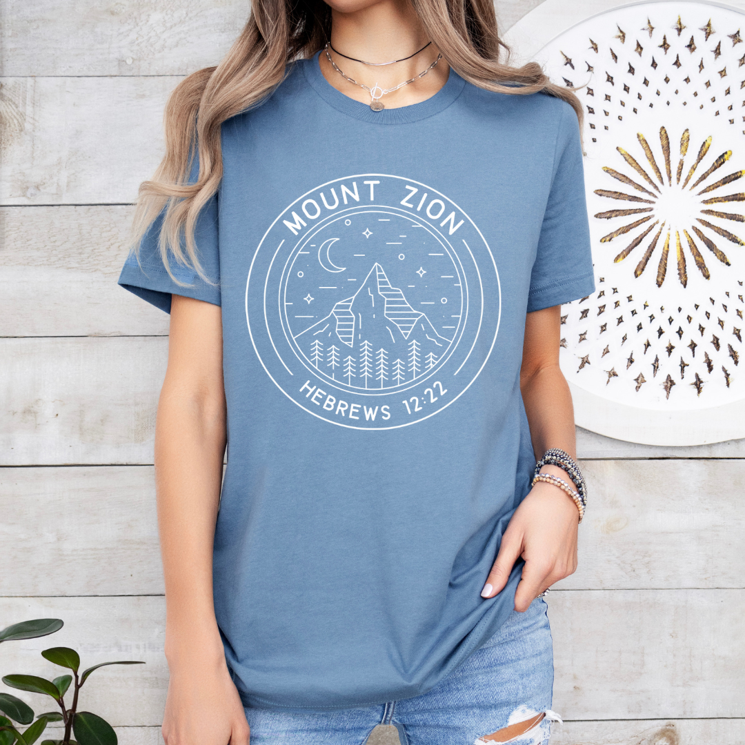 Mount Zion Shirt for Christian Women - Hebrews 12:22 Tee - Bible Verse Top, Faith-Based Clothing, Heaven Apparel - Kingdom Threads by Amy
