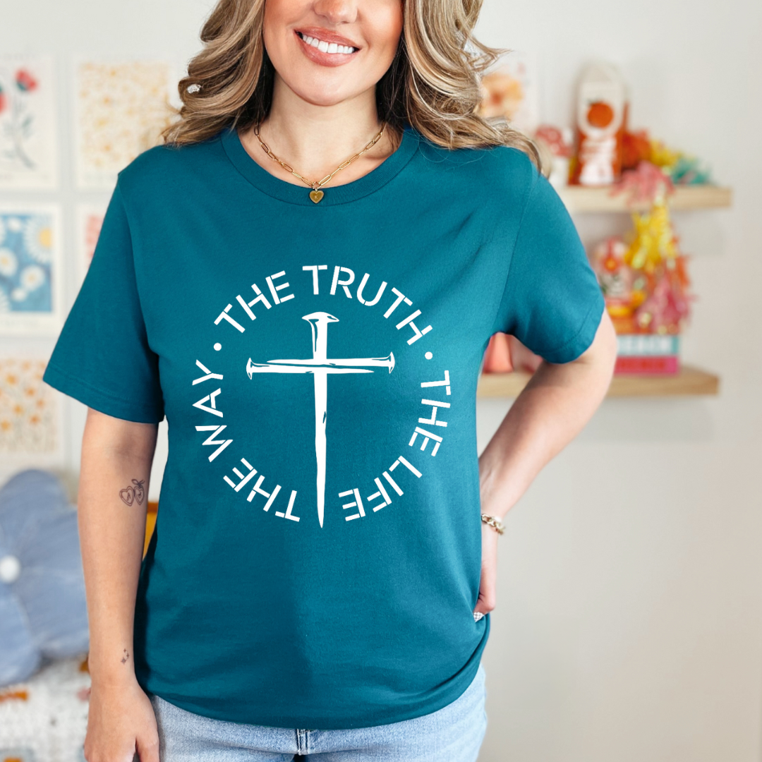 The Way Truth and Life T-Shirt for Men - John 14 6 Bible Verse Shirt for Men, Faith-Based Apparel, Christian Gift - Kingdom Threads by Amy