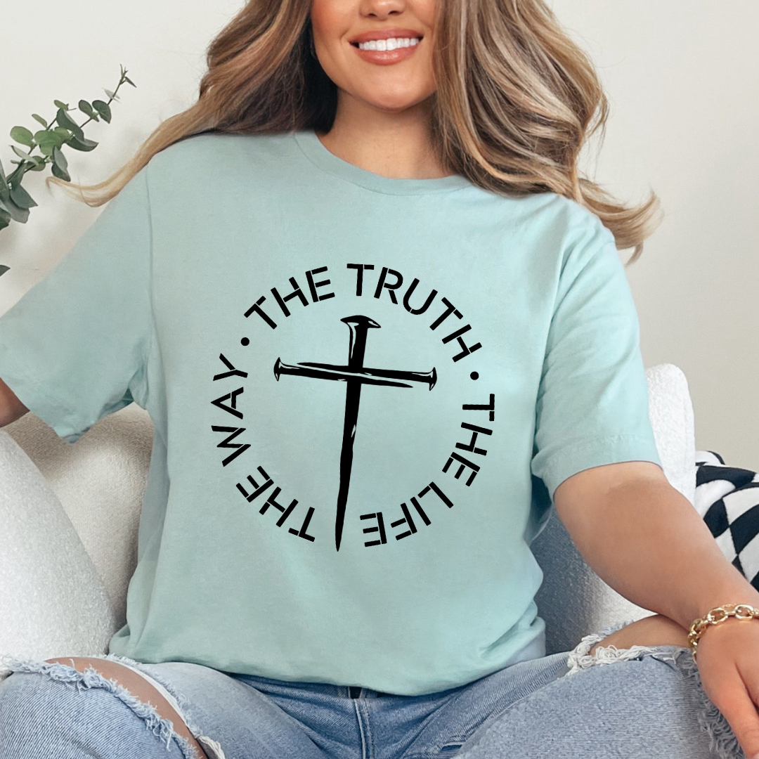 The Way Truth and Life T-Shirt for Men - John 14 6 Bible Verse Shirt for Men, Faith-Based Apparel, Christian Gift - Kingdom Threads by Amy