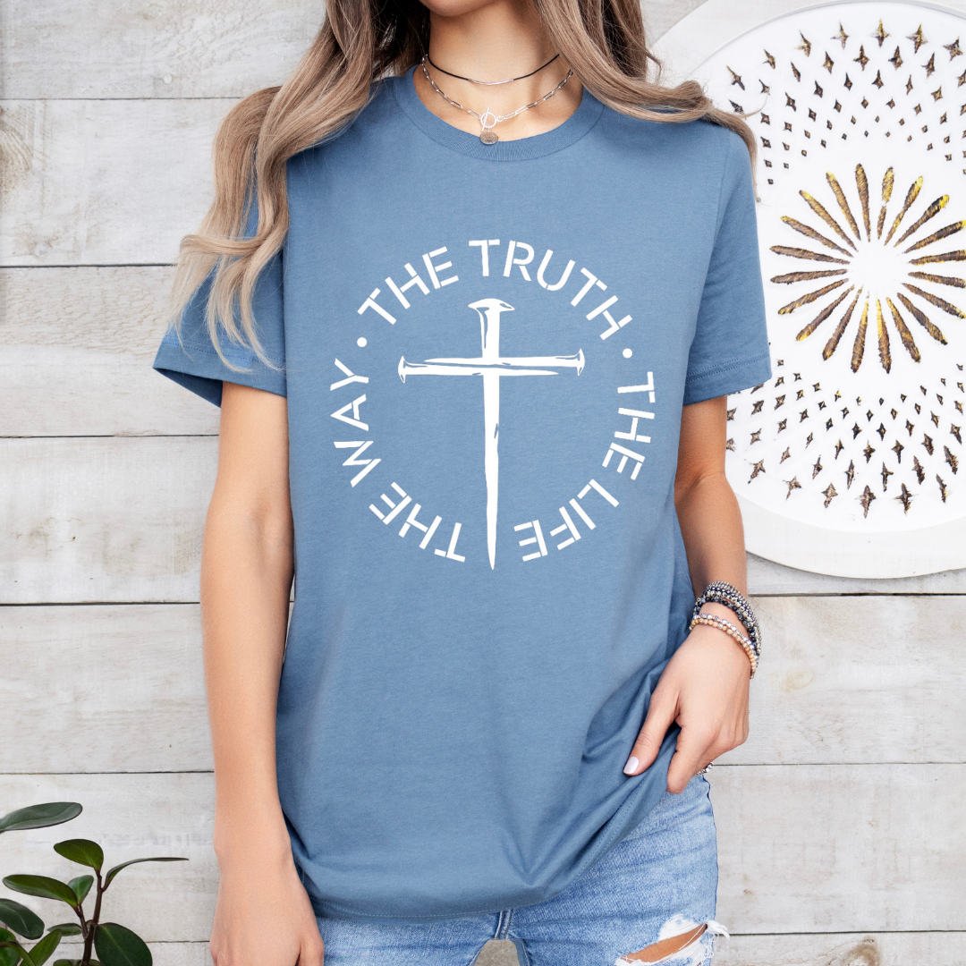 The Way Truth and Life T-Shirt for Men - John 14 6 Bible Verse Shirt for Men, Faith-Based Apparel, Christian Gift - Kingdom Threads by Amy