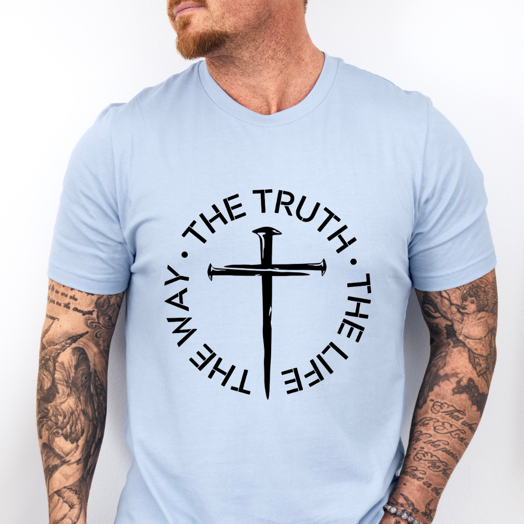 The Way Truth and Life T-Shirt for Men - John 14 6 Bible Verse Shirt for Men, Faith-Based Apparel, Christian Gift - Kingdom Threads by Amy