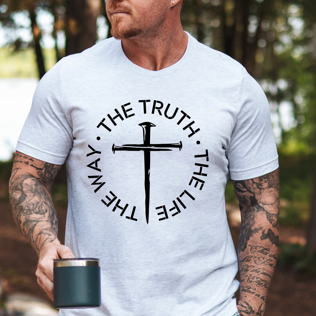 The Way Truth and Life T-Shirt for Men - John 14 6 Bible Verse Shirt for Men, Faith-Based Apparel, Christian Gift - Kingdom Threads by Amy