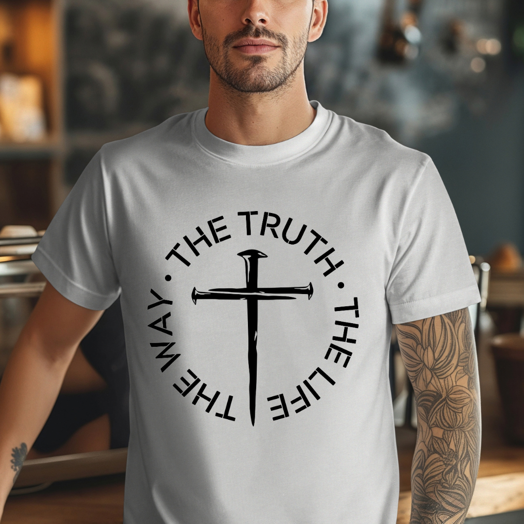 The Way Truth and Life T-Shirt for Men - John 14 6 Bible Verse Shirt for Men, Faith-Based Apparel, Christian Gift - Kingdom Threads by Amy