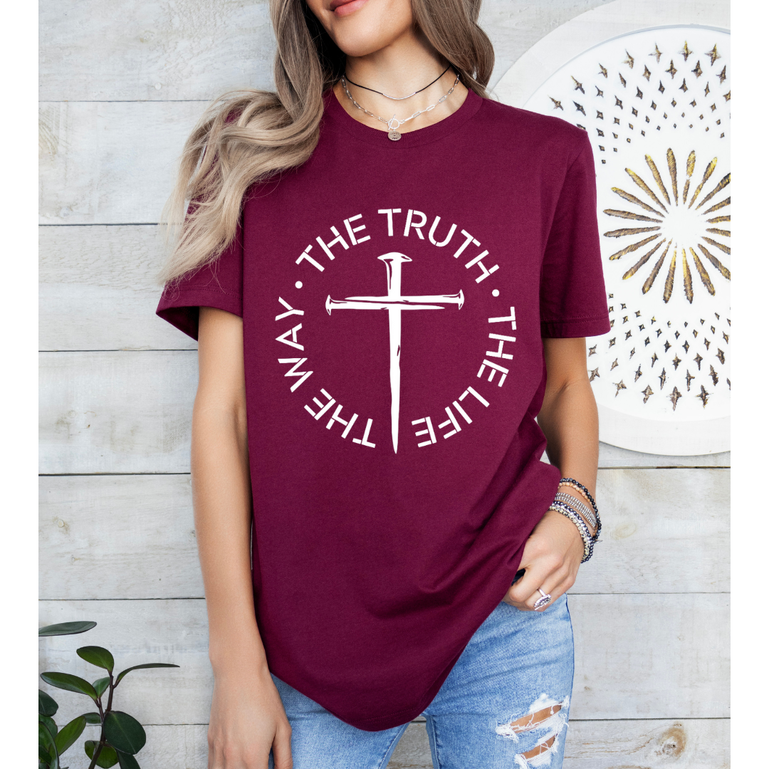 The Way Truth and Life T-Shirt for Men - John 14 6 Bible Verse Shirt for Men, Faith-Based Apparel, Christian Gift - Kingdom Threads by Amy