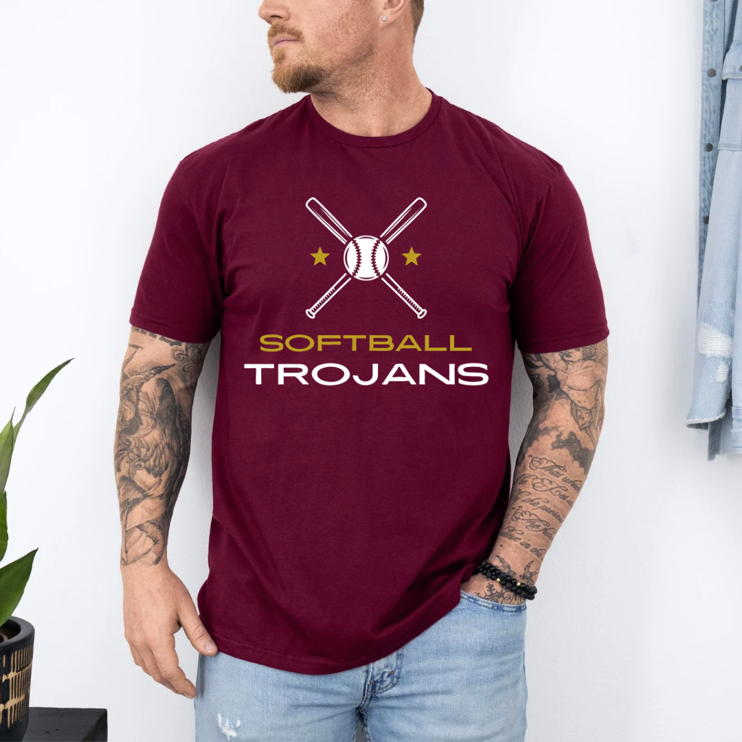 Trojans Softball T-Shirt, Customizable Team Shirt for Students & Parents, Perfect Sports Gift for Fans - Kingdom Threads by Amy