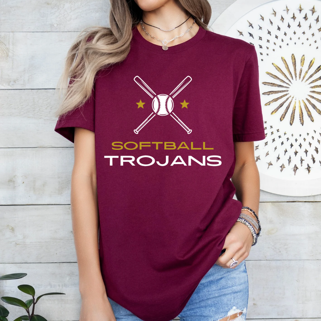 Trojans Softball T-Shirt, Customizable Team Shirt for Students & Parents, Perfect Sports Gift for Fans - Kingdom Threads by Amy