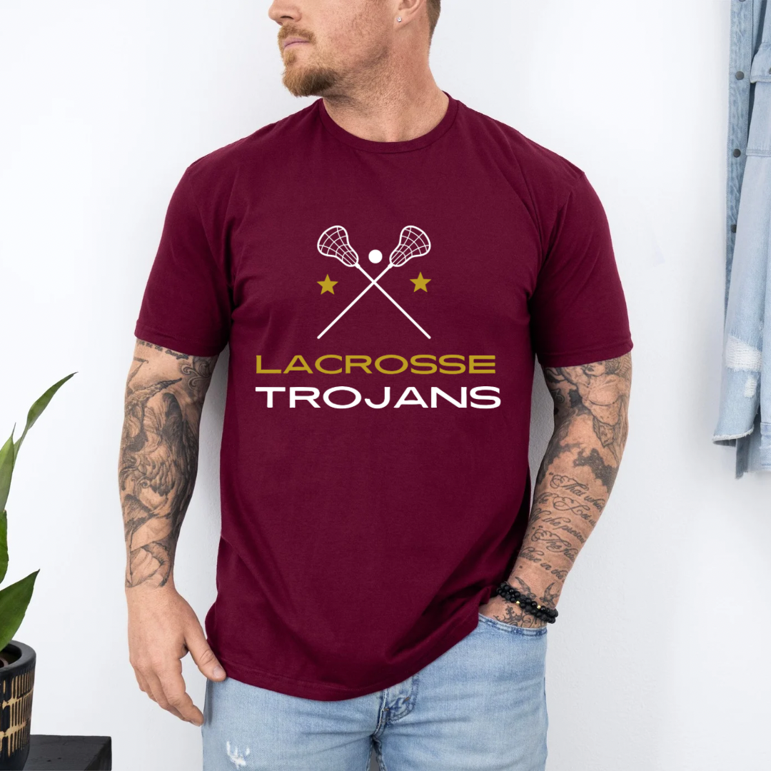 Trojans Lacrosse T-Shirt, Customizable Team Shirt for Students & Parents, Perfect Sports Gift for Fans - Kingdom Threads by Amy