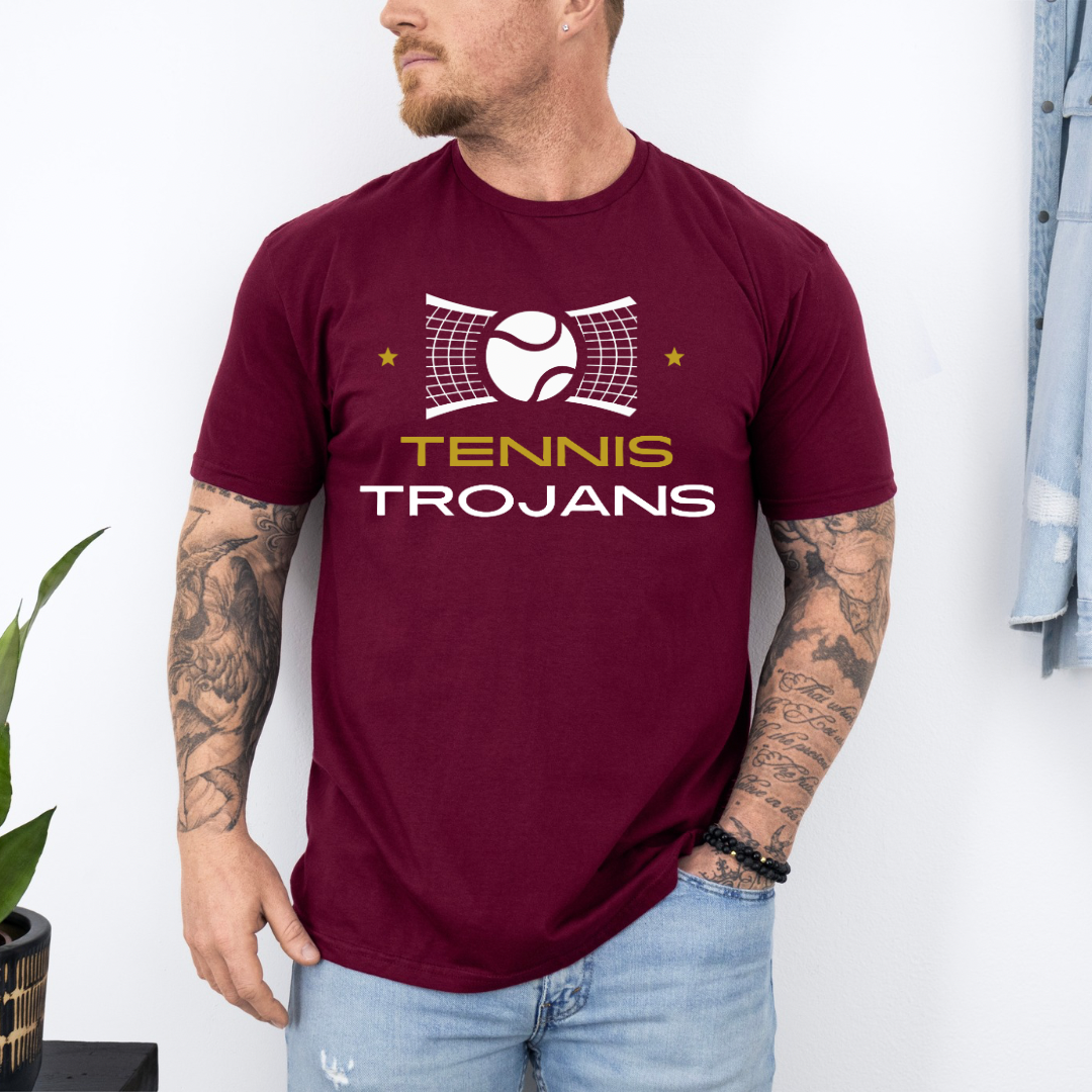 Trojans Tennis T-Shirt, Customizable Team Shirt for Students & Parents, Perfect Sports Gift for Fans - Kingdom Threads by Amy