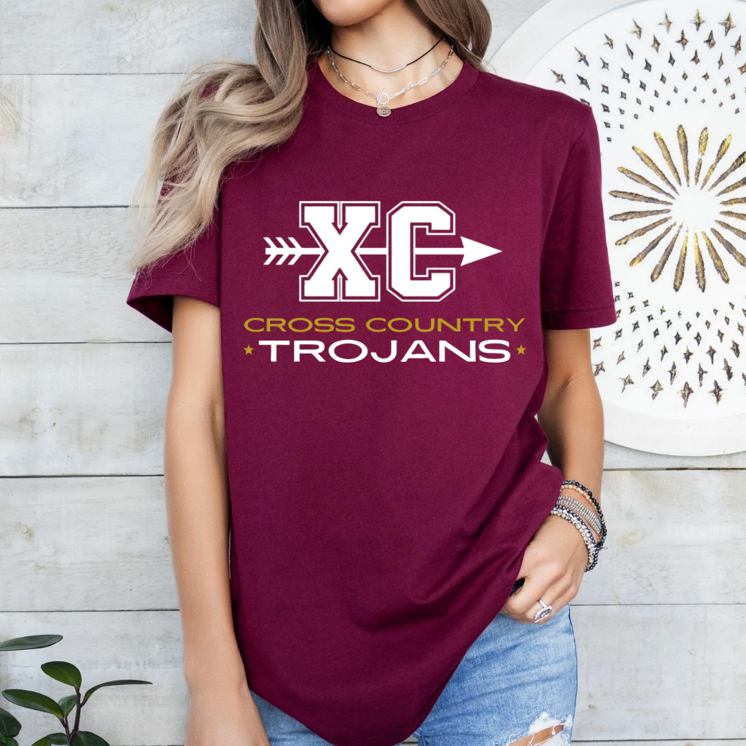 Trojans Cross Country T-Shirt, Customizable Team Shirt for Students & Parents, Perfect Sports Gift for Fans - Kingdom Threads by Amy