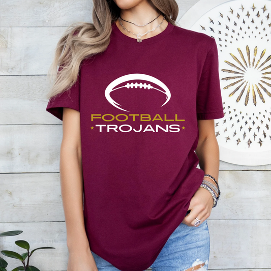 Trojans Football T-Shirt, Customizable Team Shirt for Students & Parents, Perfect Sports Gift for Fans - Kingdom Threads by Amy