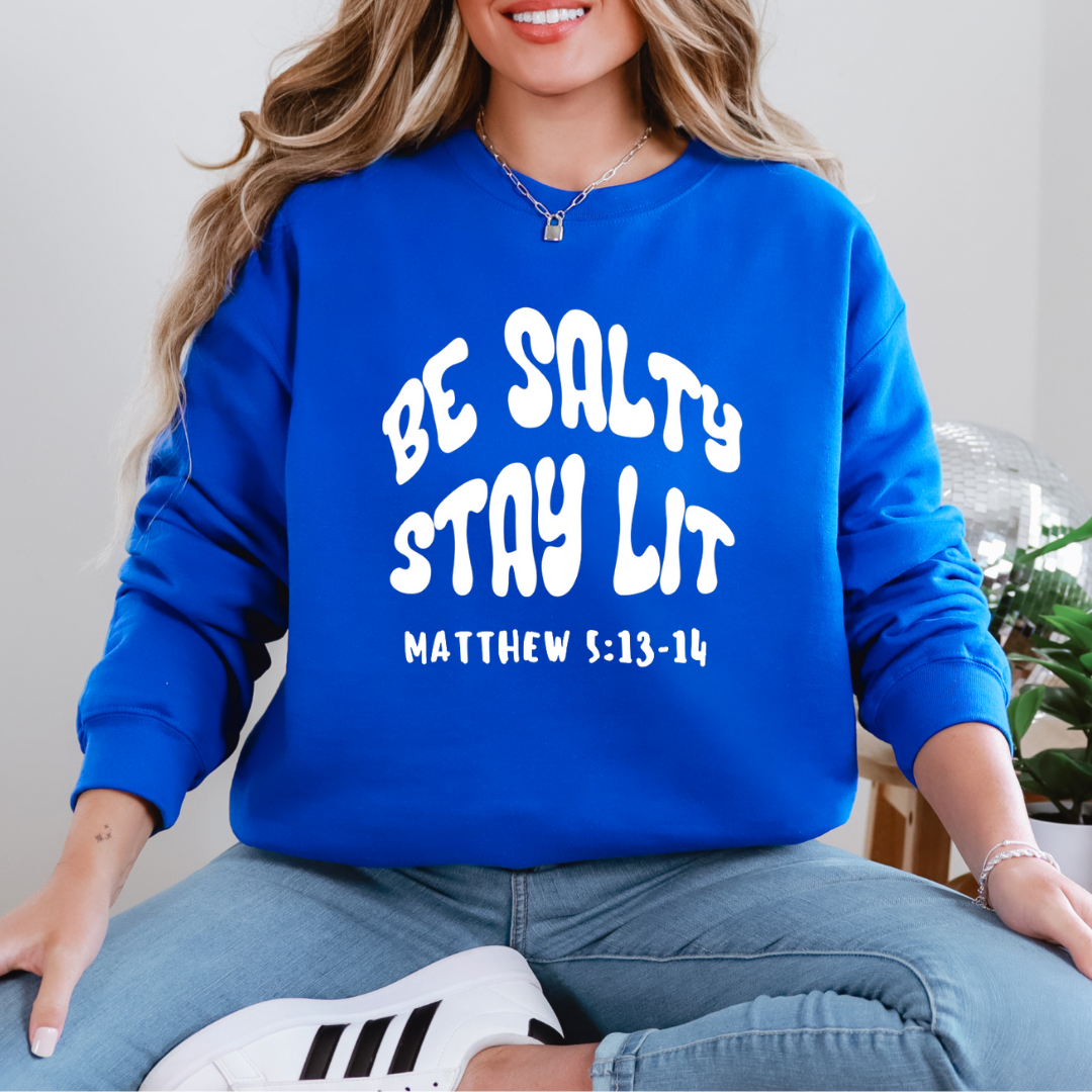 Be Salty Stay Lit Hoodie - Matthew 5 13 14 Funny Sweatshirt for Christian Men and Women - Faith Based Gift