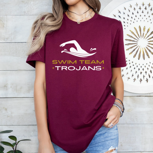 Trojans Swim Team T-Shirt, Customizable Team Shirt for Students & Parents, Perfect Sports Gift for Fans - Kingdom Threads by Amy