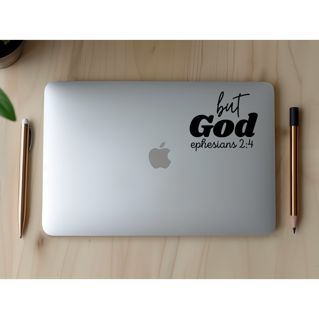 But God Quote - Ephesians 2 4 Car Decal - Christian Faith Sticker, Inspirational Quote for Vehicle Window and Bumper Decor - Kingdom Threads by Amy