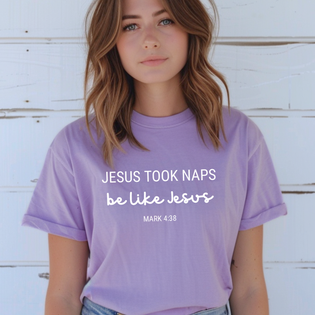 dark lavender crewneck t shirt - Jesus took naps