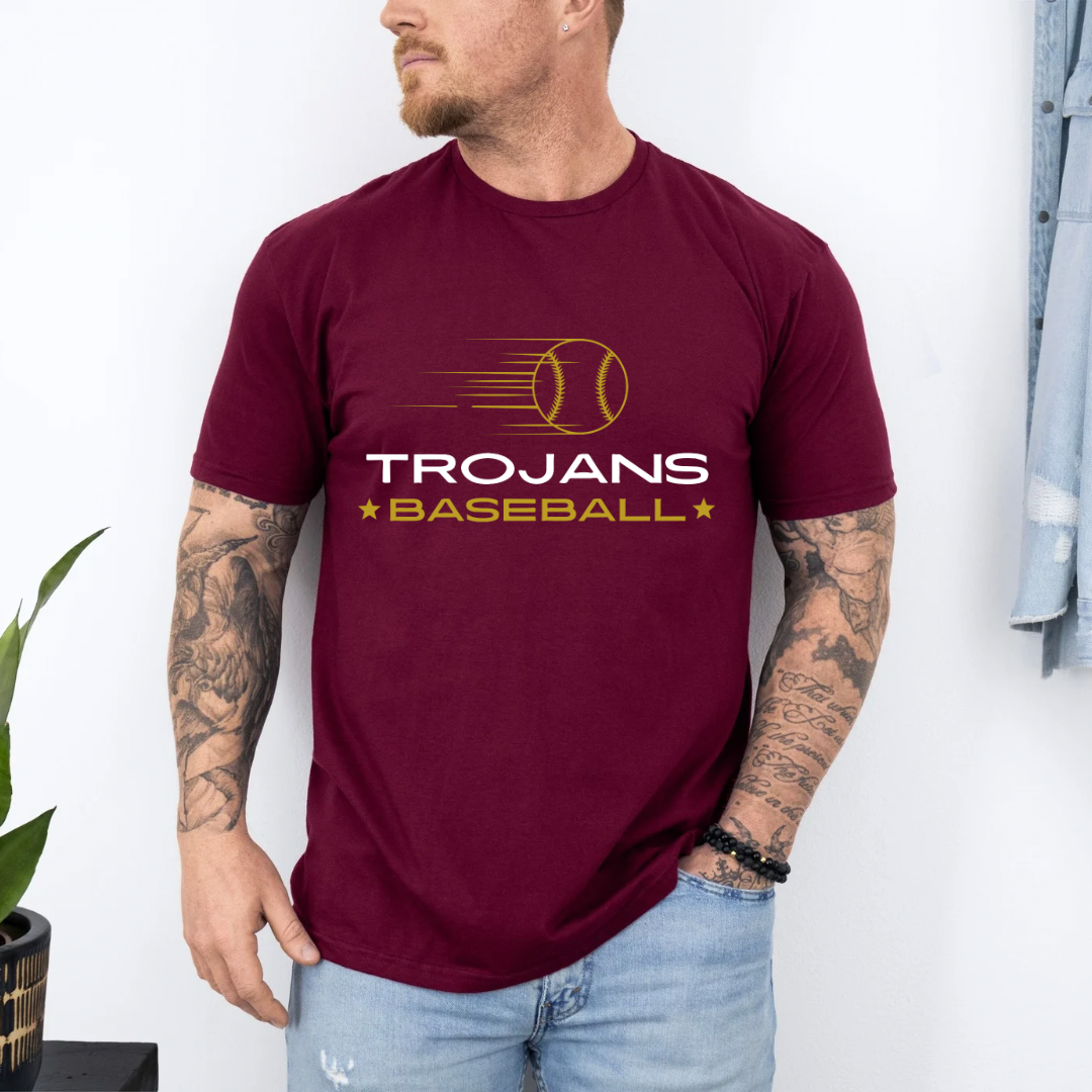 Trojans Baseball T-Shirt, Customizable Team Shirt for Students & Parents, Perfect Sports Gift for Fans - Kingdom Threads by Amy