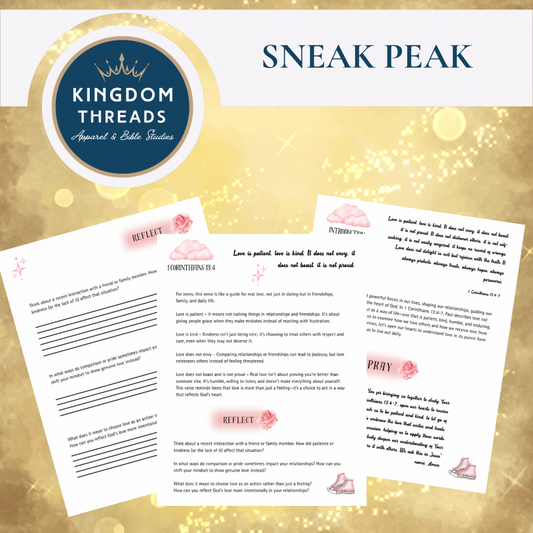 Printable Biblical Love - 1 Corinthians 13 Bible Study for Teen Girls - Teen Personal Devotions - Group Study Guide Digital Files (Copy) (Copy)