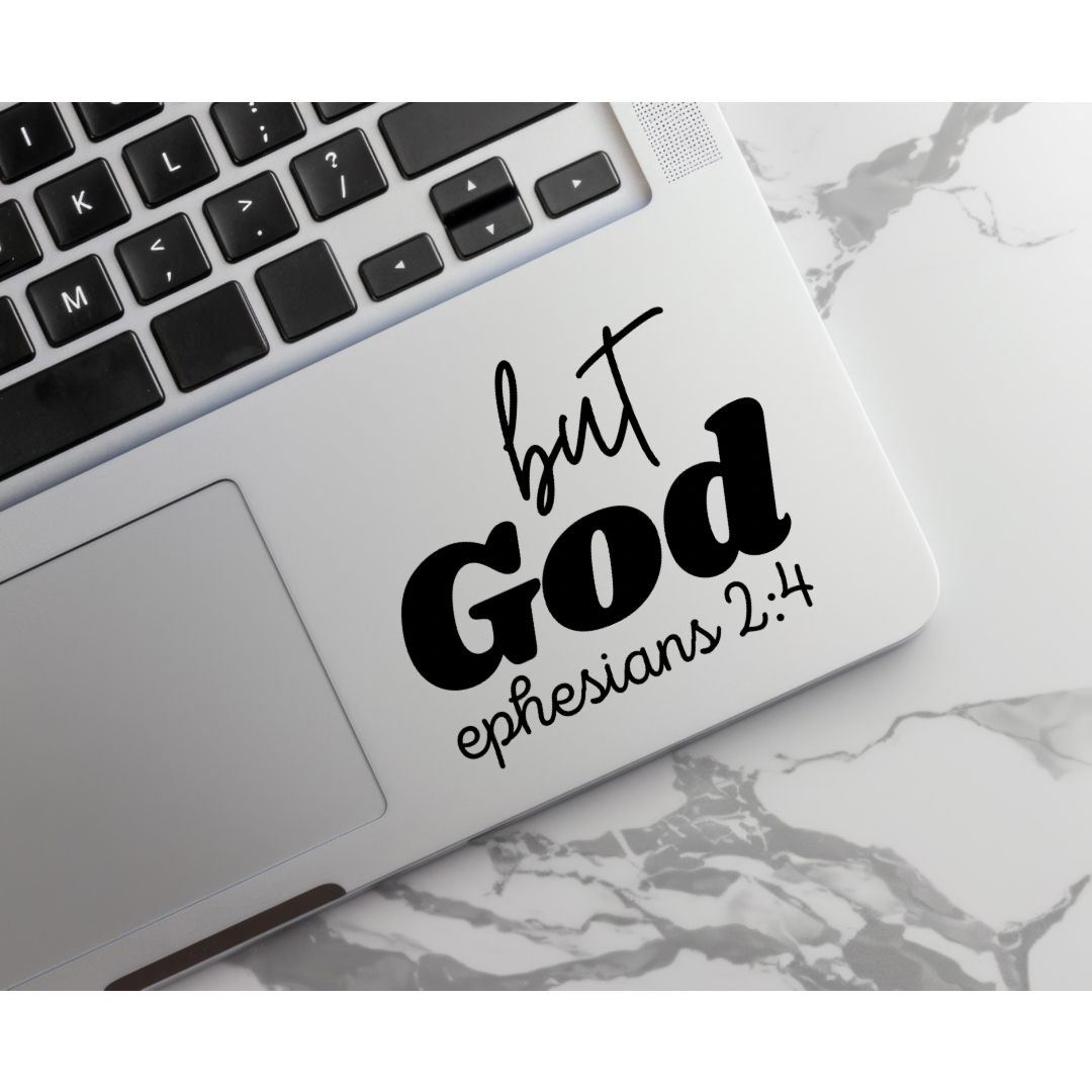 But God Quote - Ephesians 2 4 Car Decal - Christian Faith Sticker, Inspirational Quote for Vehicle Window and Bumper Decor - Kingdom Threads by Amy