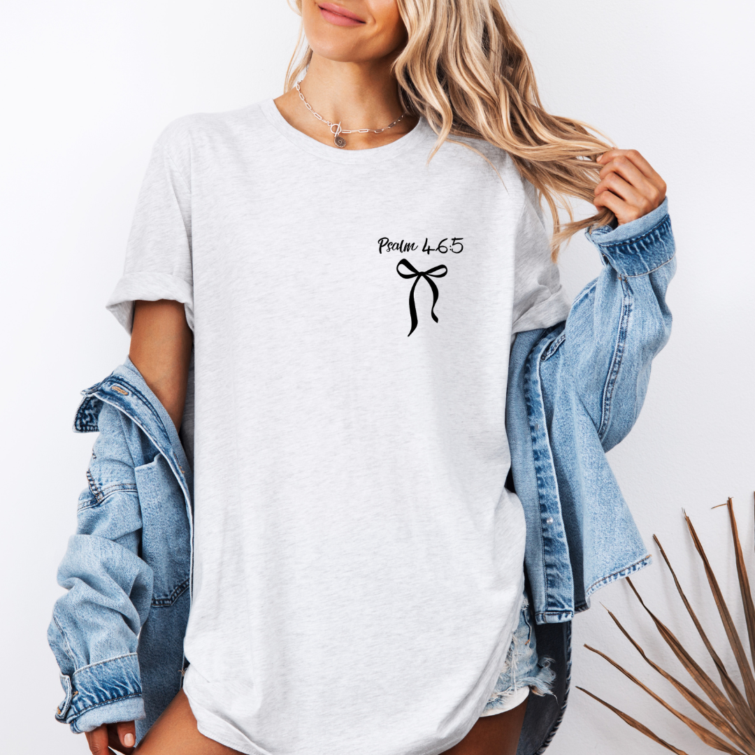 Psalm 46:5 Tee - God is Within Her Crewneck T Shirt - Inspirational Christian Top for Women, Motivational Gift, Faith-Based Apparel