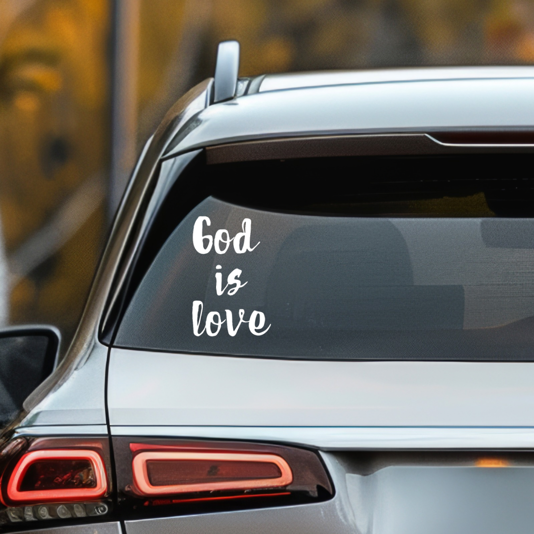 God is Love Car Decal - Christian Sticker - Faith-Based Religious Car Decor for Believers - Home Decor Stickers - Kingdom Threads by Amy