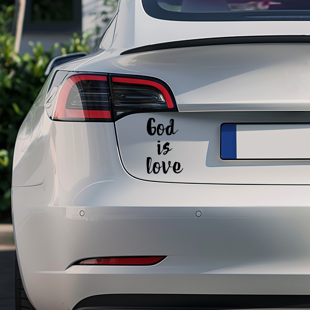 God is love Christian bumper sticker. 