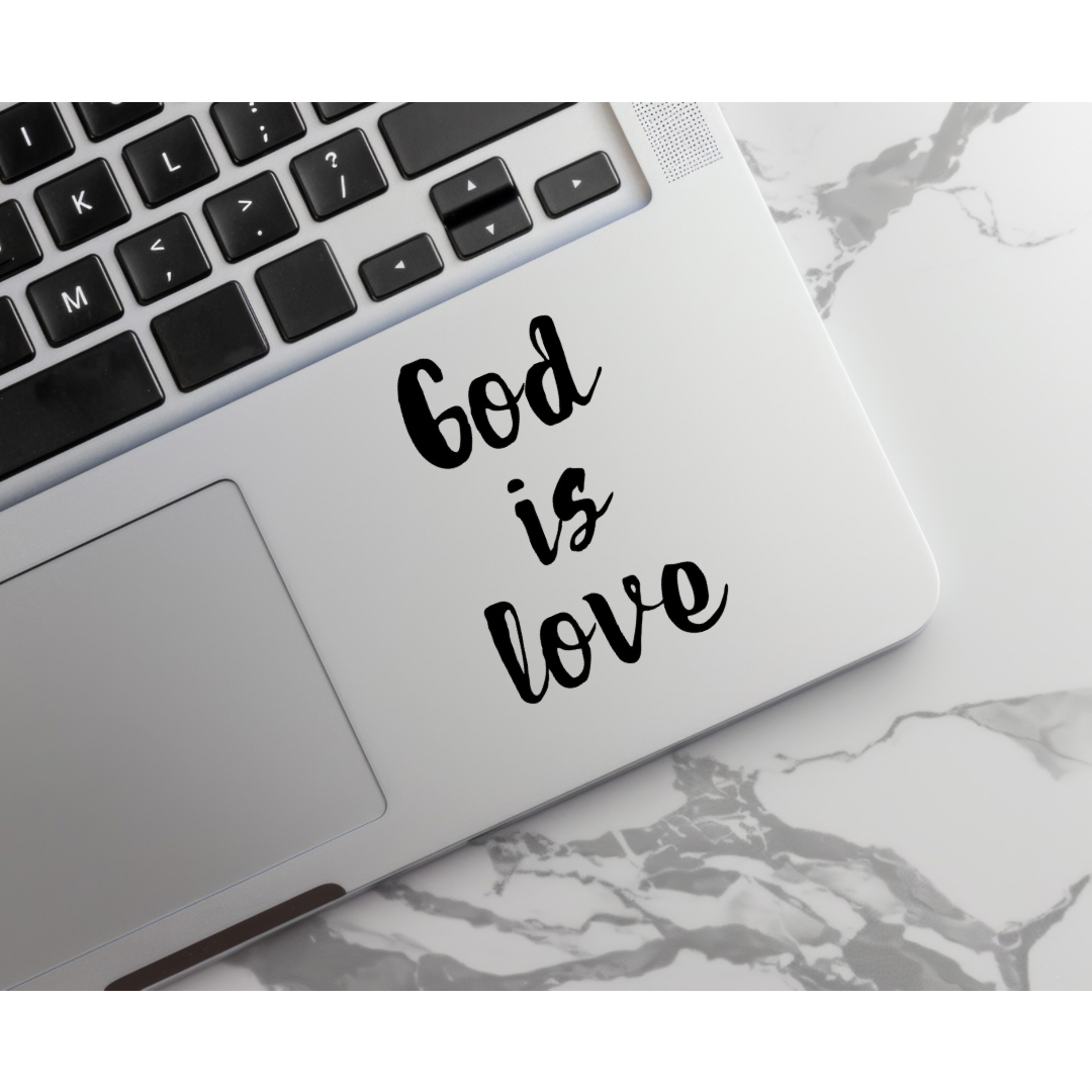 God is love Christian keyboard sticker.