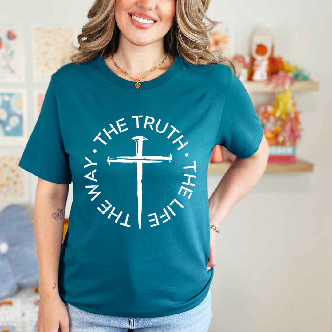 The Way Truth and Life T-Shirt for Men - John 14 6 Bible Verse Shirt for Men, Faith-Based Apparel, Christian Gift