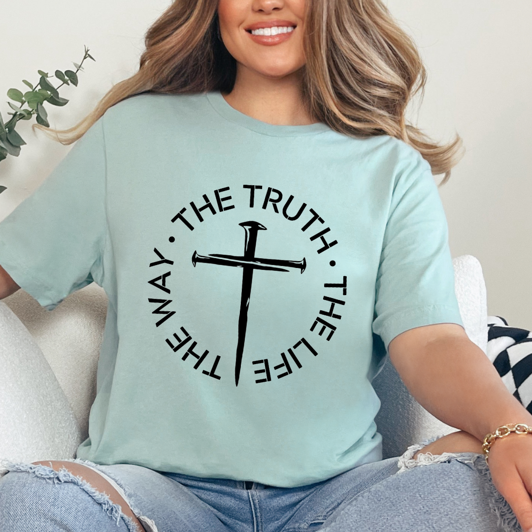 The Way Truth and Life T-Shirt for Men - John 14 6 Bible Verse Shirt for Men, Faith-Based Apparel, Christian Gift