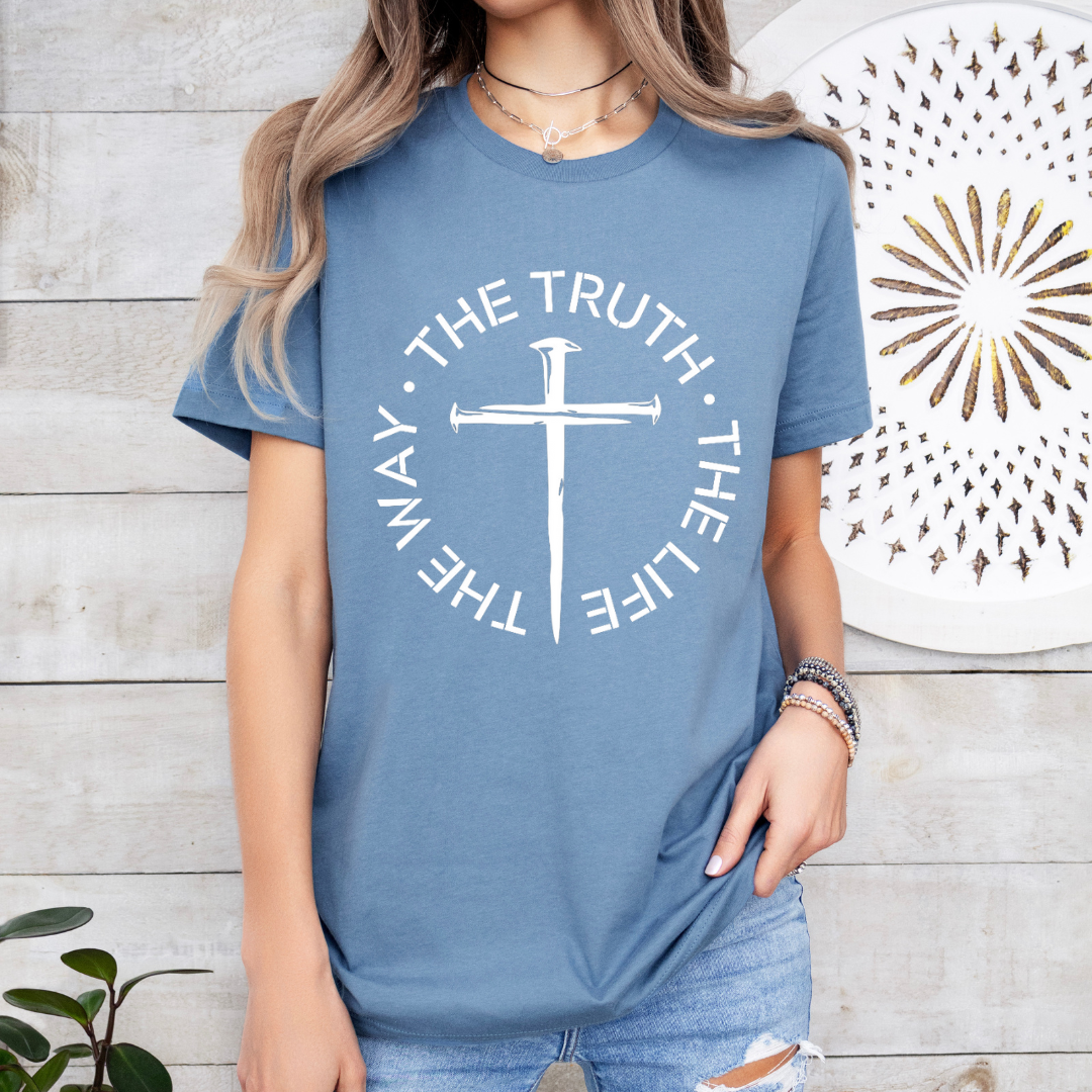 The Way Truth and Life T-Shirt for Men - John 14 6 Bible Verse Shirt for Men, Faith-Based Apparel, Christian Gift