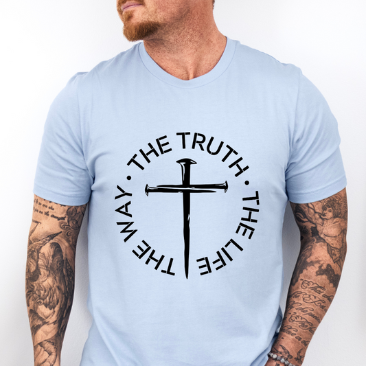 The Way Truth and Life T-Shirt for Men - John 14 6 Bible Verse Shirt for Men, Faith-Based Apparel, Christian Gift