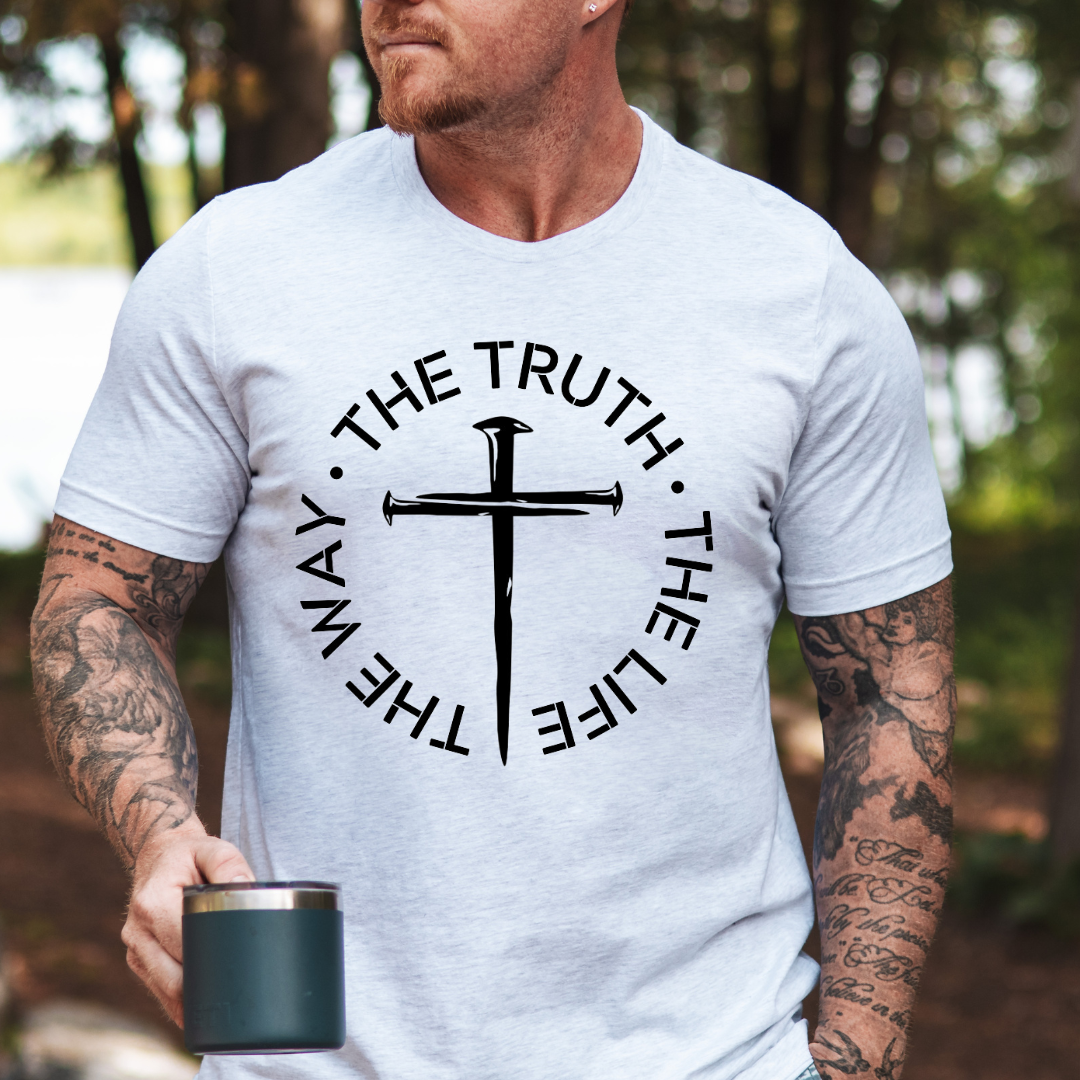 The Way Truth and Life T-Shirt for Men - John 14 6 Bible Verse Shirt for Men, Faith-Based Apparel, Christian Gift