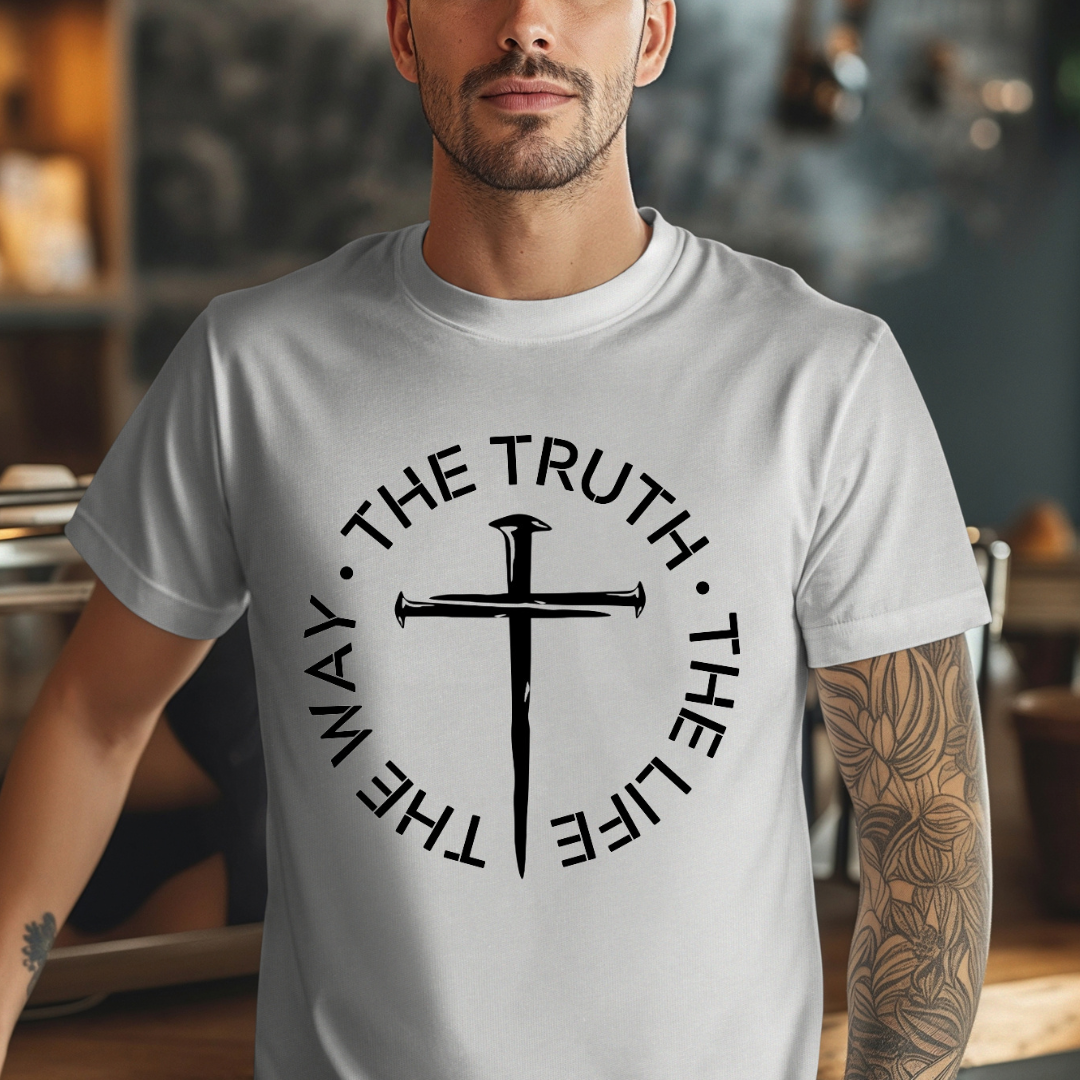 The Way Truth and Life T-Shirt for Men - John 14 6 Bible Verse Shirt for Men, Faith-Based Apparel, Christian Gift