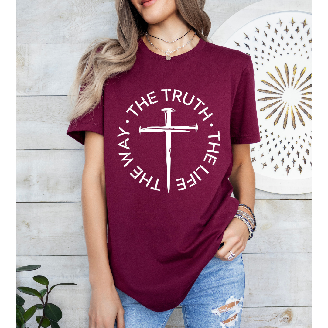 The Way Truth and Life T-Shirt for Men - John 14 6 Bible Verse Shirt for Men, Faith-Based Apparel, Christian Gift