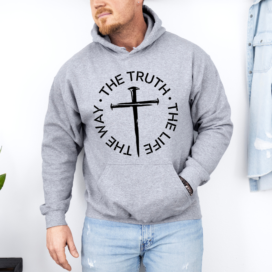 The Way, Truth and Life Hoodie for Christian Men - Cozy Faithful Sweatshirt for Inspiration and Comfort